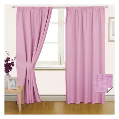 (W 167cm x Drop 182cm, Pink) Pencil Pleat Blackout Curtain Pair