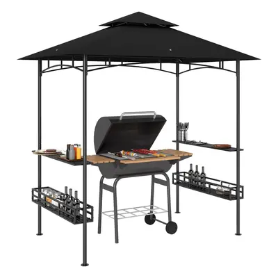 Outsunny 8' x 5' Grill Gazebo Canopy with Side Shelves, Hook, Dark Grey