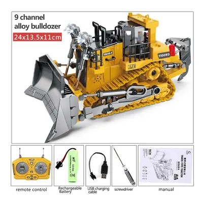 (Yellow Bulldozer) RC Alloy Excavator Bulldozer Remote Control Dump Truck Electric Engineering 2