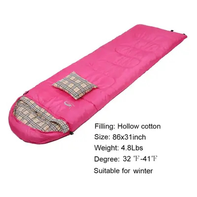 (4.8lbs-Pink) Desert&Fox Soft Flannel Sleeping Bags with Pillow for Adult Kids Winter Sleeping B