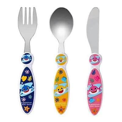 Baby Shark Children's Kids 3pcs Cutlery Set - Knife/Fork/Spoon