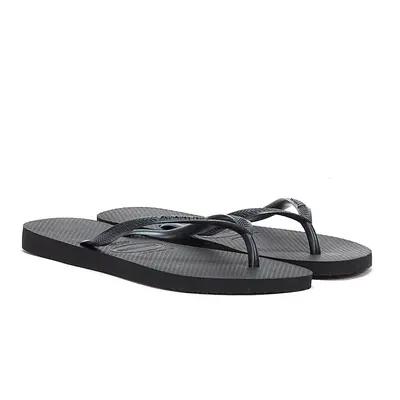 (3.5 (Adults')) Havaianas Slim Black Flip Flops