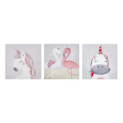 Set of Canvas Art Prints x cm Grey and Pink TIMIA