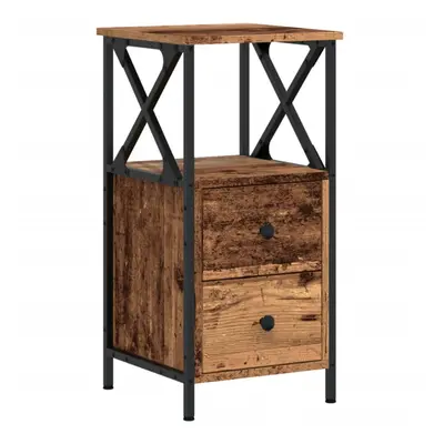 (old wood, pcs) vidaXL Bedside Cabinets Nightstand Bed Table pcs Old Wood Engineered Wood