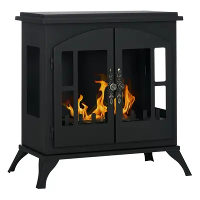 HOMCOM Ethanol Fireplace Stove Freestanding Bioethanol Fire w/ 0.9L Tank Black