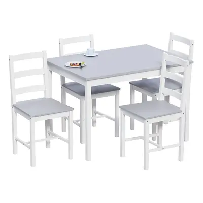 (White & Grey, Seater) Yorkshire Home Dining Set Chairs Table Wood