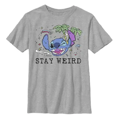 Disney Lilo Trippy Stitch Boys Crew Tee Athletic Heather Medium