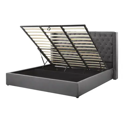 Ottoman Bed Velvet LUBBON x cm (EU Super King) Grey