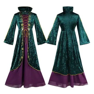 (3XL) Winifred Sanderson Hocus Pocus Cosplay Dress Halloween Medieval Stage Costumes