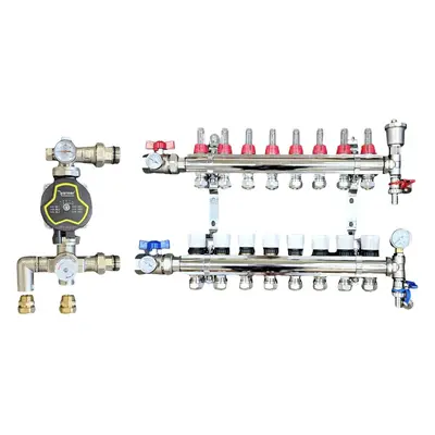 (8 PORT) WÃ¤rmer System Underfloor Heating Manifold with 'A' Rated Auto Pump GPA25-6 III and Ble