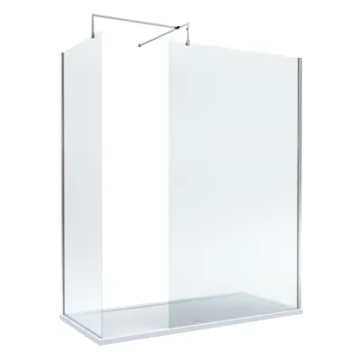 8mm Glass Walk In Wetroom Screens with Chrome Profile and White Shower Tray - x 900mm