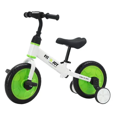 (Green-White) UBRAVOO Fit 'n Joy Beginner Toddler Training Bicycle, 4-in-1 Kids Balance Bike, Tr