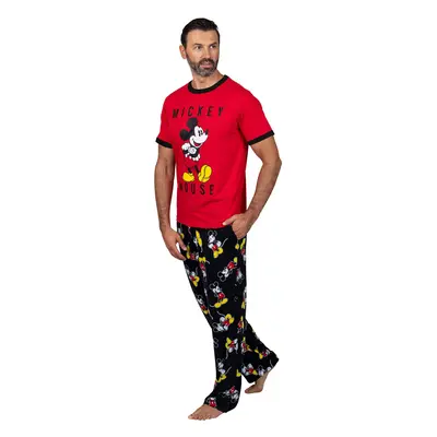 Disney Men's Classic Mickey Mouse Pajama Tee and Lounge Pant Set Red