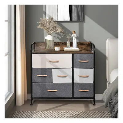 (Multicolor-7 drawer-Brown) 5/7-Drawer Fabric Chest of Drawer Bedroom Dresser