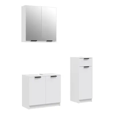 (White) vidaXL Bathroom Cabinet Set Piece Engineered Wood Vanity Unit Multi Colours