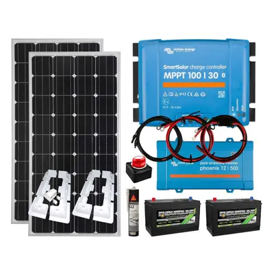 Victron 300w Mono Solar Panel Kit MPPT Battery Charging Controller,Inverter with Mounting , Endu