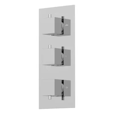 Thermostatic Square Control Concealed Shower Valve Triple Outlet Chrome Finish