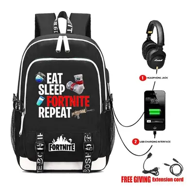 (B) Fortnite Backpack USB School Bag Royale Ninja