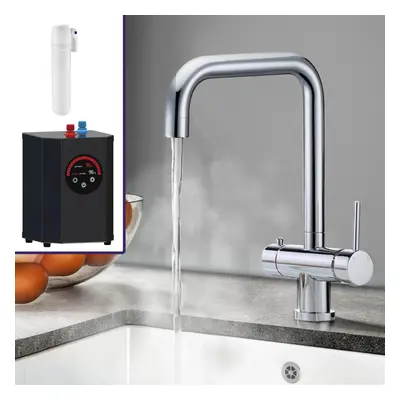 Nes Home Instant Boiling Water Kitchen Tap Square Chrome, Boiler & Water Filter