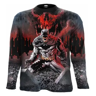 (S, Black) Batman Unisex Adult Asylum Wrap Long-Sleeved T-Shirt