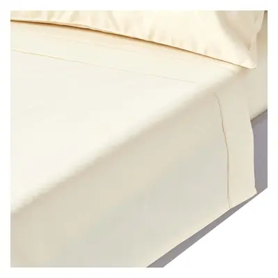 (Double, Cream) Thread Count Egyptian Cotton Flat Sheet Luxury Bed Sheet