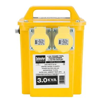 Defender 3.0Kva Power Tool Transformer with 2x 16amp Outlets