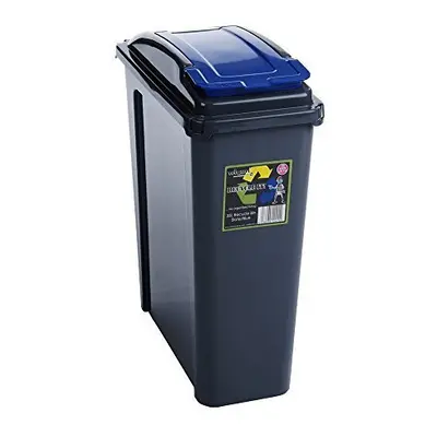 Blue Litre Plastic Waste Bin with Flap Lid by Wham