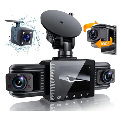 T1-pro Dash Cam Front and Rear Inside Channel 1080P, Adjustable Lens Dash Camera for Cars with I