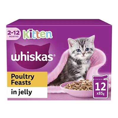 Whiskas Junior Poultry Selection in Jelly x g Pouches, Kitten Cat Food, Pack of (12 x g)