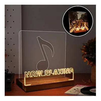 Light up Now Playing Vinyl Record Stand, Now Spinning Record Stand, Wooden Acrylic Holder for Vi