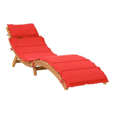 vidaXL Sun Lounger with Cushion Daybed Sunbed Lounge Bed Red Solid Wood Acacia