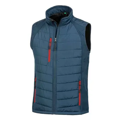 (L, Navy/Red) Result Genuine Recycled Unisex Adult Compass Softshell Padded Gilet