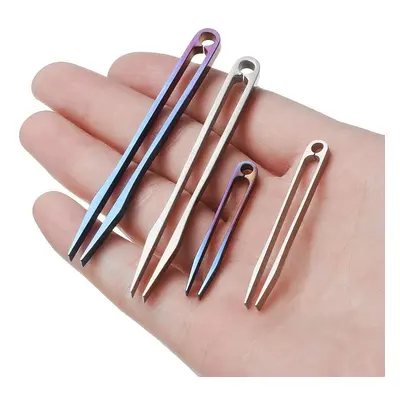 (Silver, L) Titanium Alloy Mini Tweezer Portable Emergency CNC Clip Tool