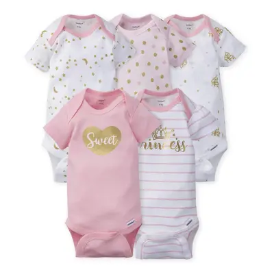 Gerber Baby Girls 5-Pack Short Sleeve Variety Onesies Bodysuits Prince