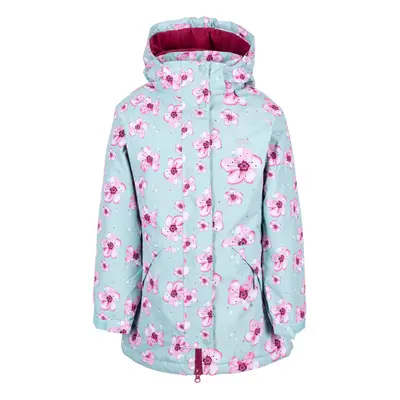 (9-10 Years, Dusty Teal) Trespass Girls Waterproof Jacket Hooded Arlene