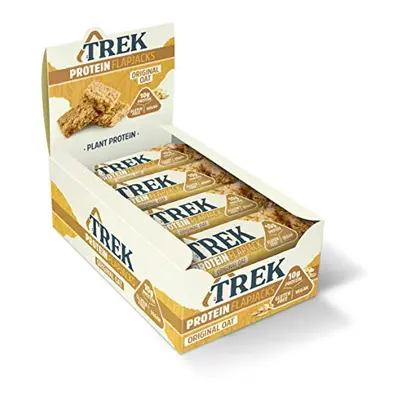 TREK High Protein Flapjack Original Oat - Gluten Free - Plant Based - Vegan Snack - 50g x bars