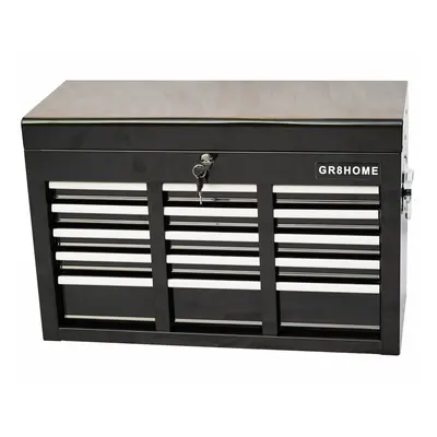 Black Metal Portable Tool Chest Drawers Lockable Box with Handle