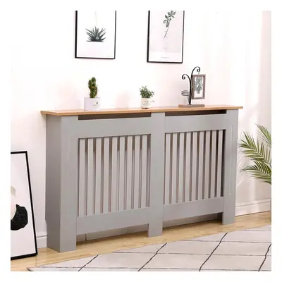 Large Grey Oak Top Radiator Cover Wooden Wall Cabinet Shelf Slatted Grill York