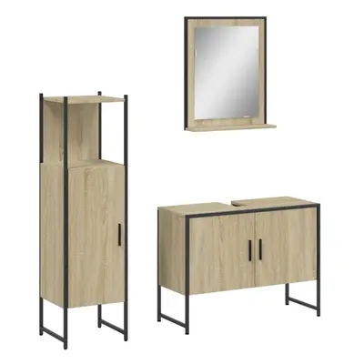 vidaXL Bathroom Cabinet Set Piece Sink Cabinet Sonoma Oak Engineered Wood