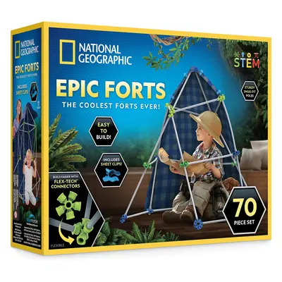 NATIONAL GEOGRAPHIC Kids Fort Building Kit - 70-Piece Indoor Fort Buil