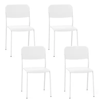 Modern Dining Chairs Set of Stackable Kitchen Chairs-White