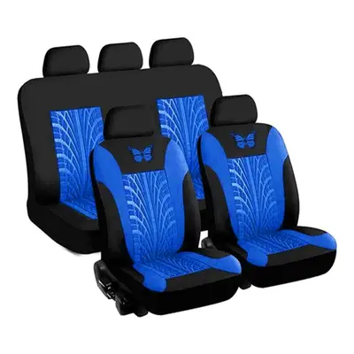 (Blue - Pcs) Universal Car Seat Covers Protector Cushion Front Rear 3D Butterfly Pattern