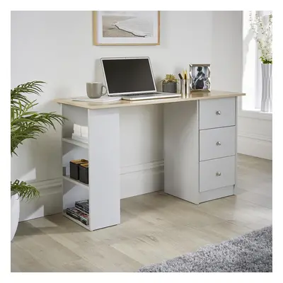 (Camden Drawer Desk Grey) Camden Computer Desk Drawer and Storage Shelves