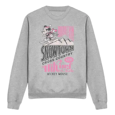 (XXL, Sport Heather) Disney Unisex Adult Snowtown Ski Mickey Mouse Sweatshirt