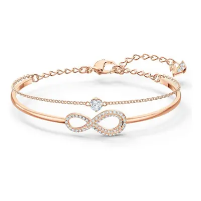 Swarovski Infinity Women's Bangle Bracelet with a Rose-Gold Tone Plated Bangle, Clear Swarovski 