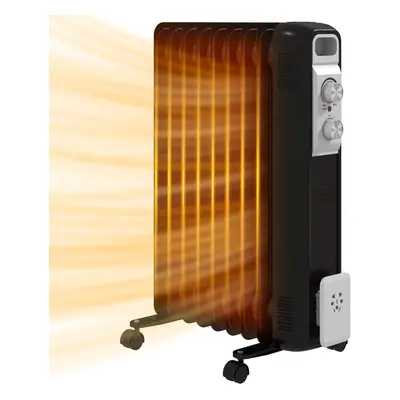 HOMCOM 2000W Fin Oil Filled Heater Radiator for Home, Black