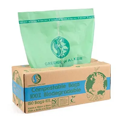 Greener Walker 10L-150Bags 100% Compostable Biodegradable Bin Liners 6L/10L/30L Food Waste Bags 