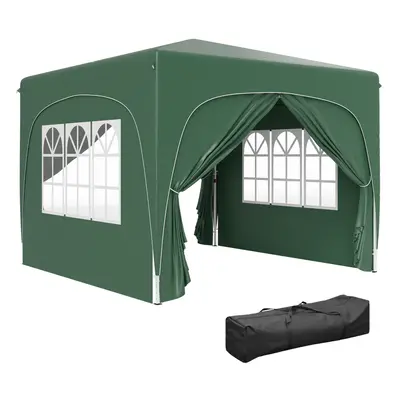 Outsunny x 3(m) UPF50+ Pop Up Gazebo with Sides and Carry Bag, Dark Green