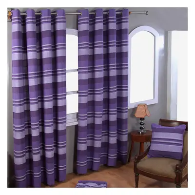 (W 167cm x Drop 228cm, Mauve) Cotton Morocco Striped Curtains