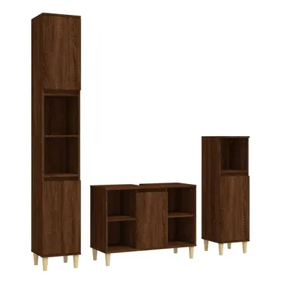 (brown oak) vidaXL Bathroom Furniture Set Washroom Vanity Unit Piece Engineered Wood